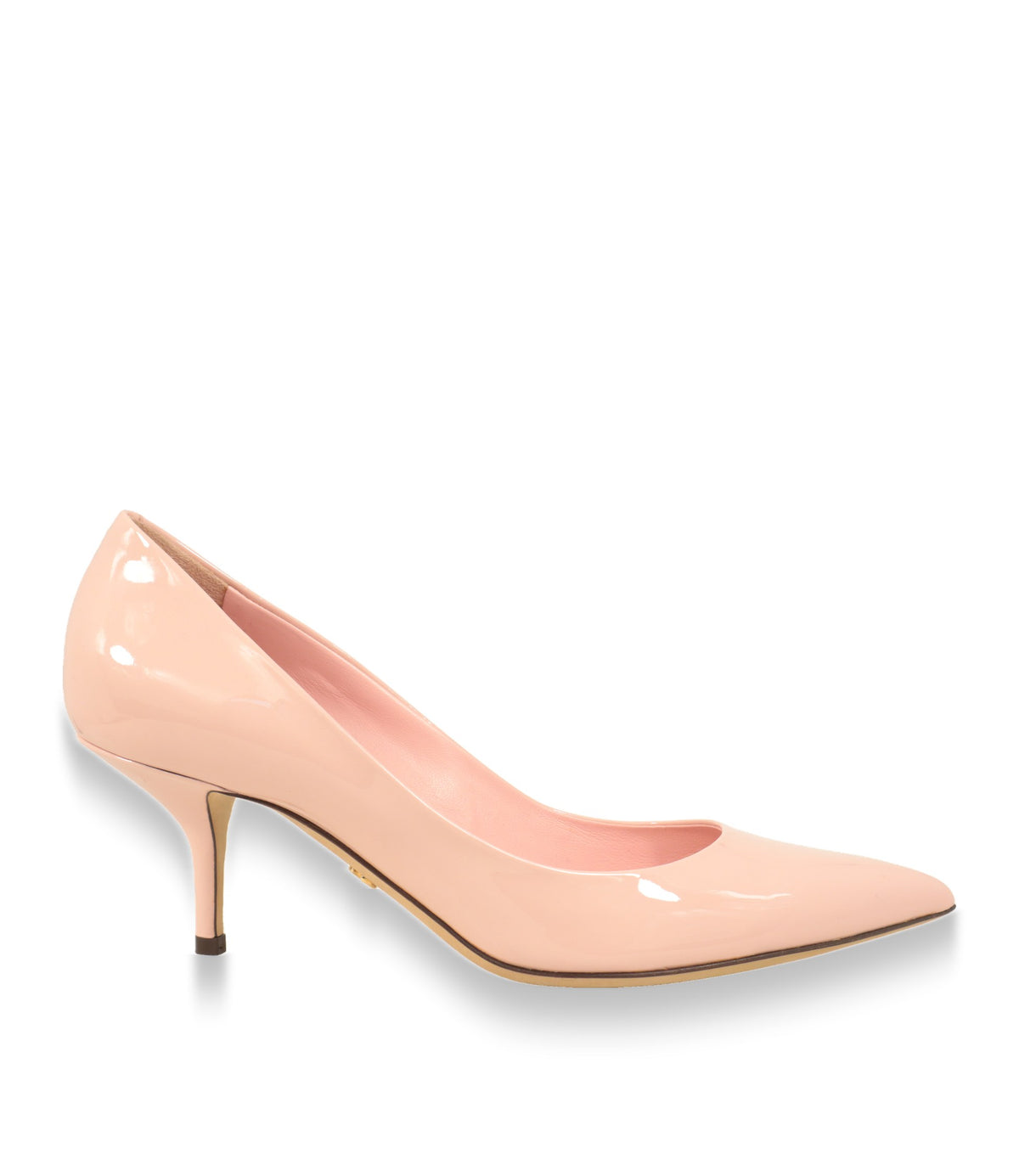 Dolce & Gabbana Pumps aus rosa Lackleder Seitenansicht mit Stiletto-Absatz