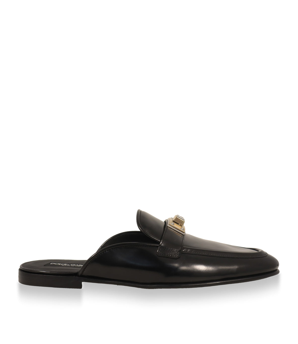 Dolce & Gabbana Mules Herren aus schwarzem Kalbsleder in der Seitenansicht
