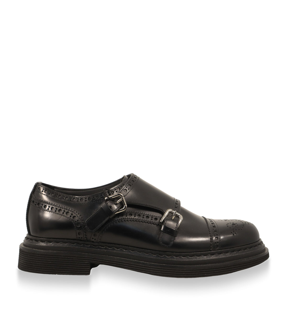 Dolce & Gabbana Monkstrap Schuhe in Schwarz aus Kalbsleder – Seitenansicht