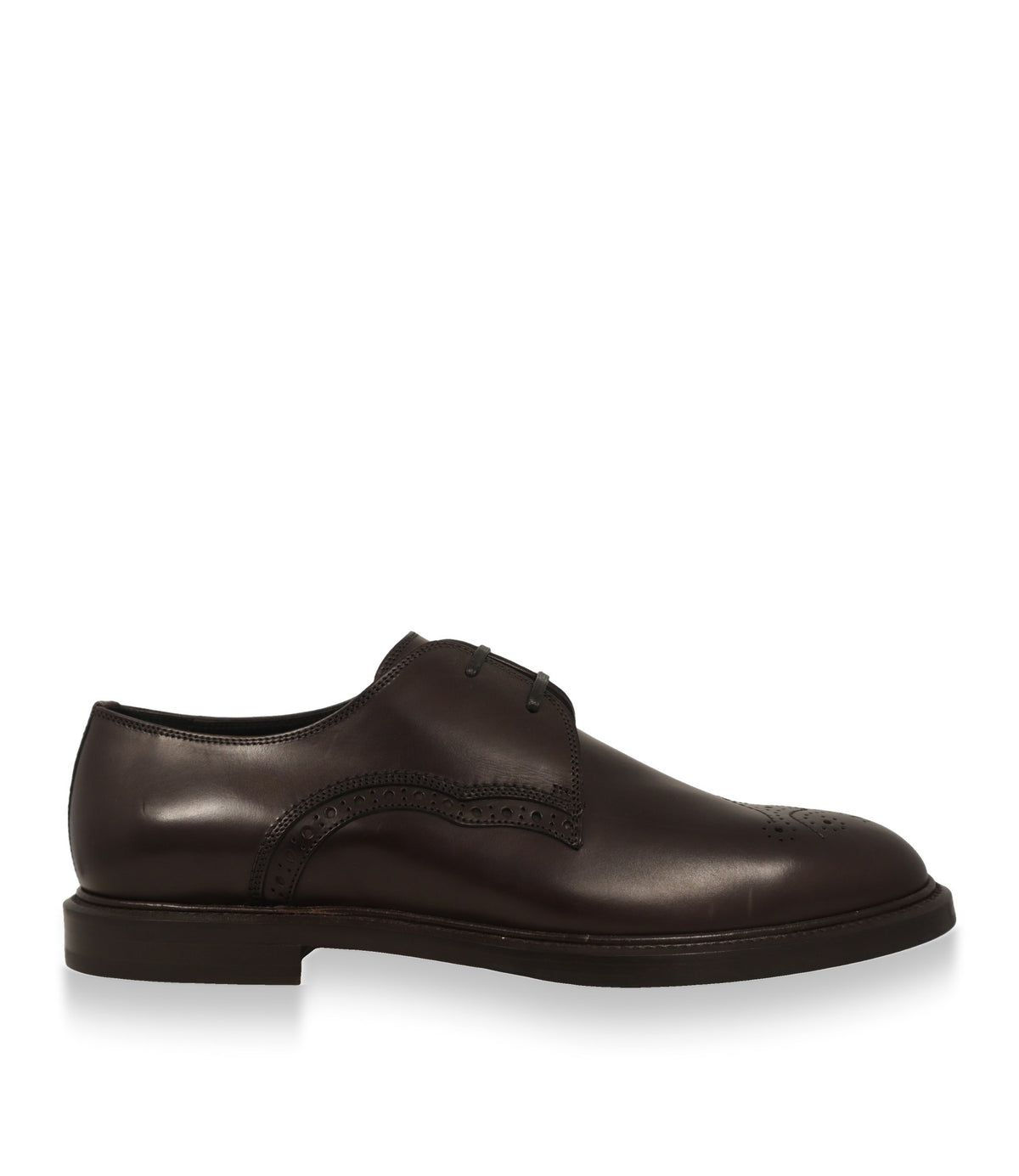Dolce & Gabbana Derby Schuhe aus dunkelbraunem Kalbsleder in der Seitenansicht