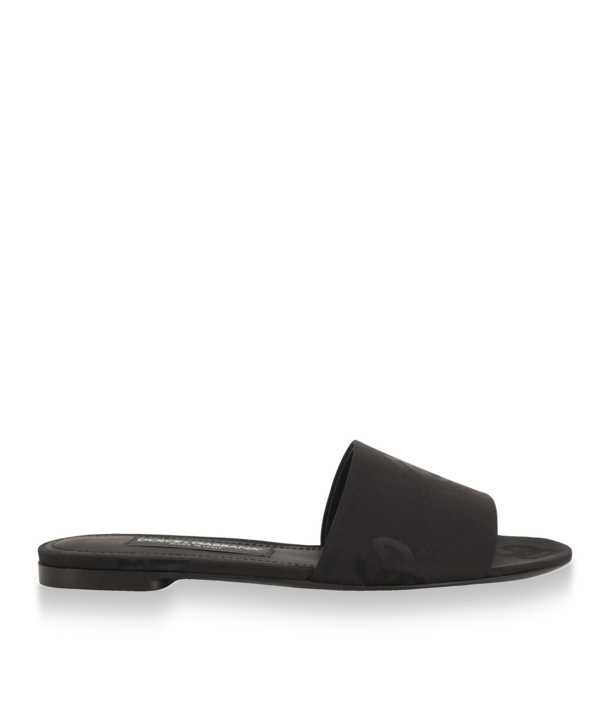Dolce & Gabbana Pantoletten schwarz Größe 38 – Seitenansicht mit breitem Cordura-Riemen