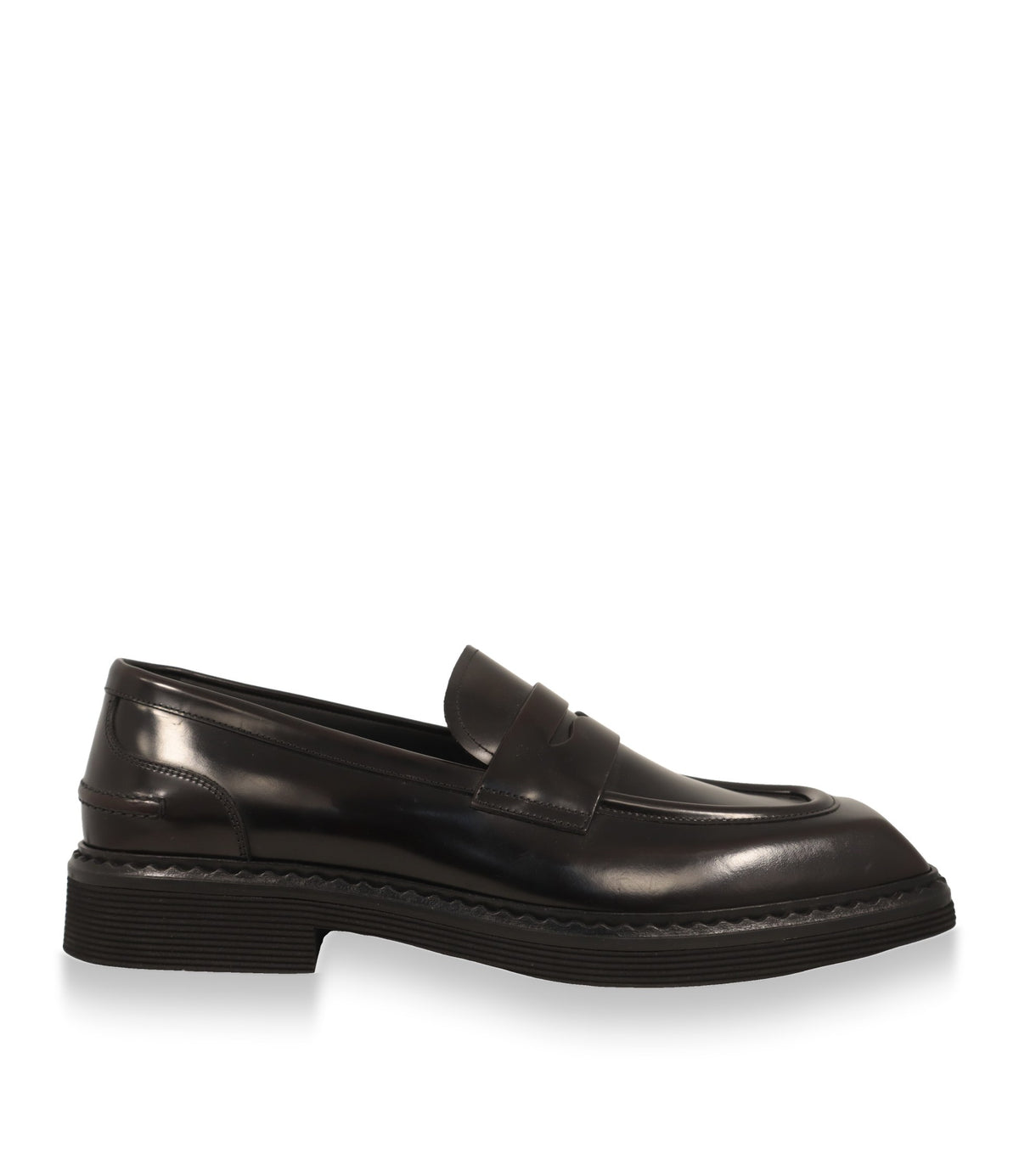 Dolce & Gabbana Loafer aus poliertem Leder in Dunkelbraun, Seitenansicht