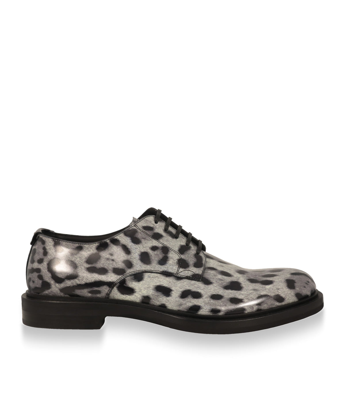 Dolce & Gabbana Derby Schuhe Herren in Grau mit Leoparden-Print, Seitenansicht