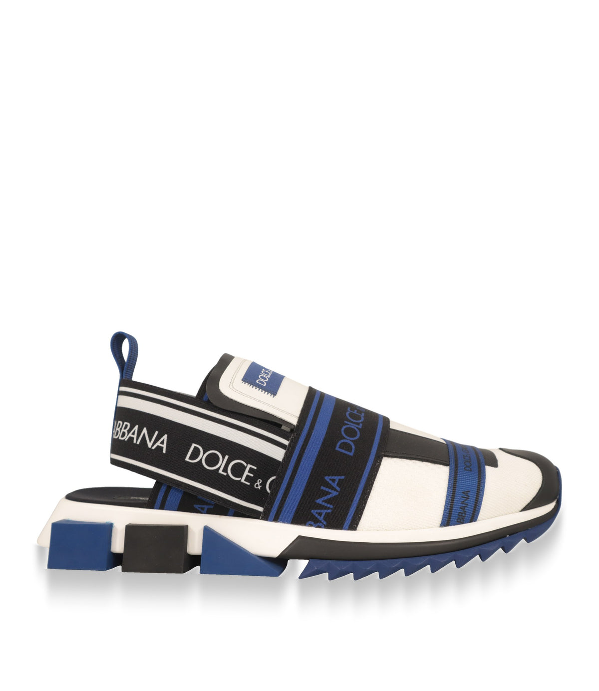 Dolce & Gabbana Slip-On Sneaker in Weiß, Schwarz und Blau in der Seitenansicht