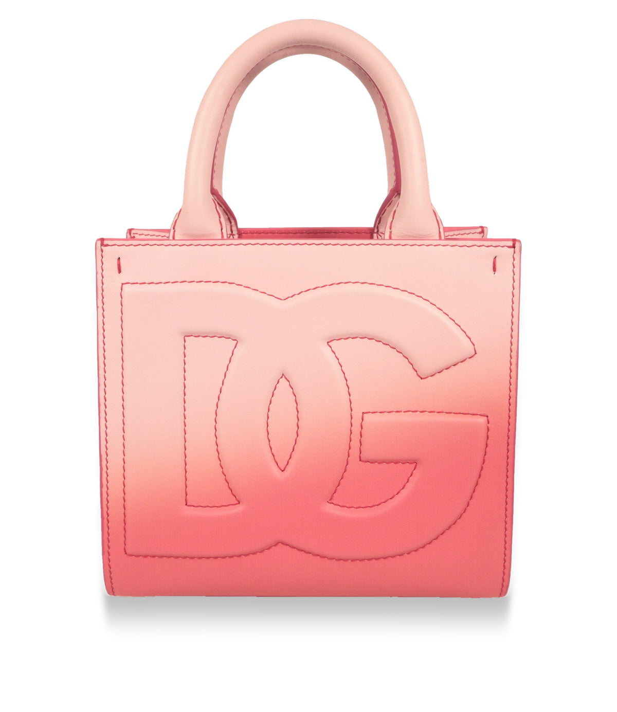 Dolce & Gabbana Shopper aus rosa Kalbsleder mit Degradé-Effekt und großem DG-Logo, Frontansicht