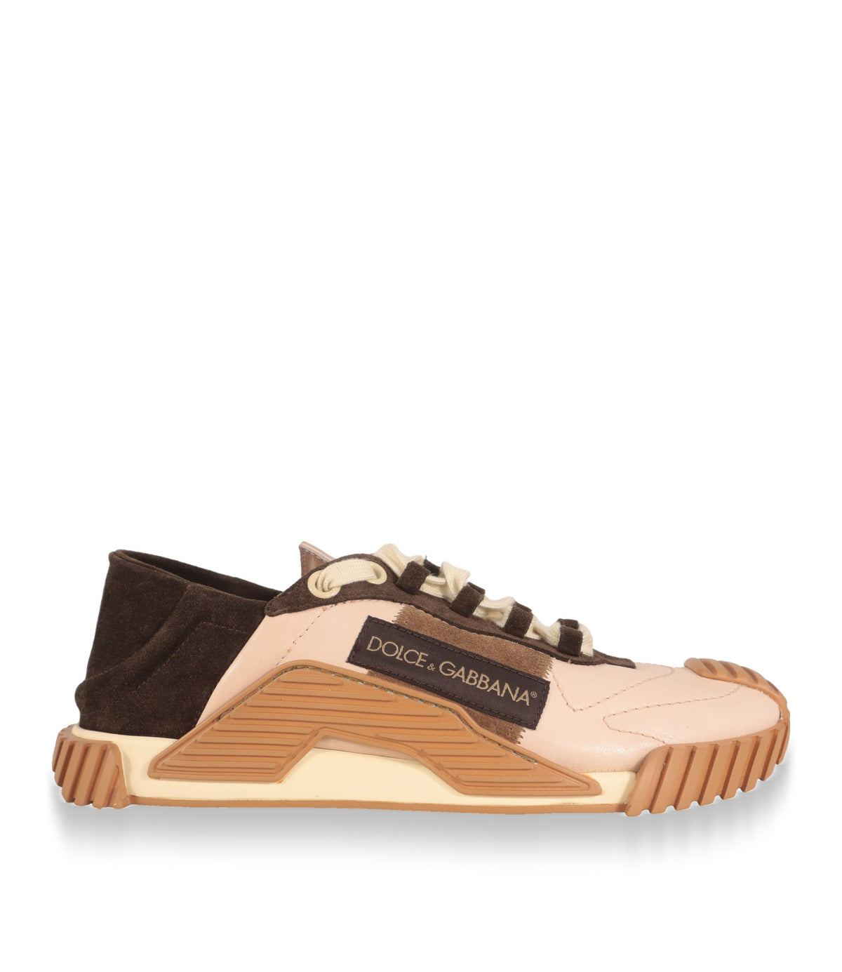 Dolce & Gabbana Sneaker Größe 39 in Rosé und Braun – Seitenansicht mit Logo-Label