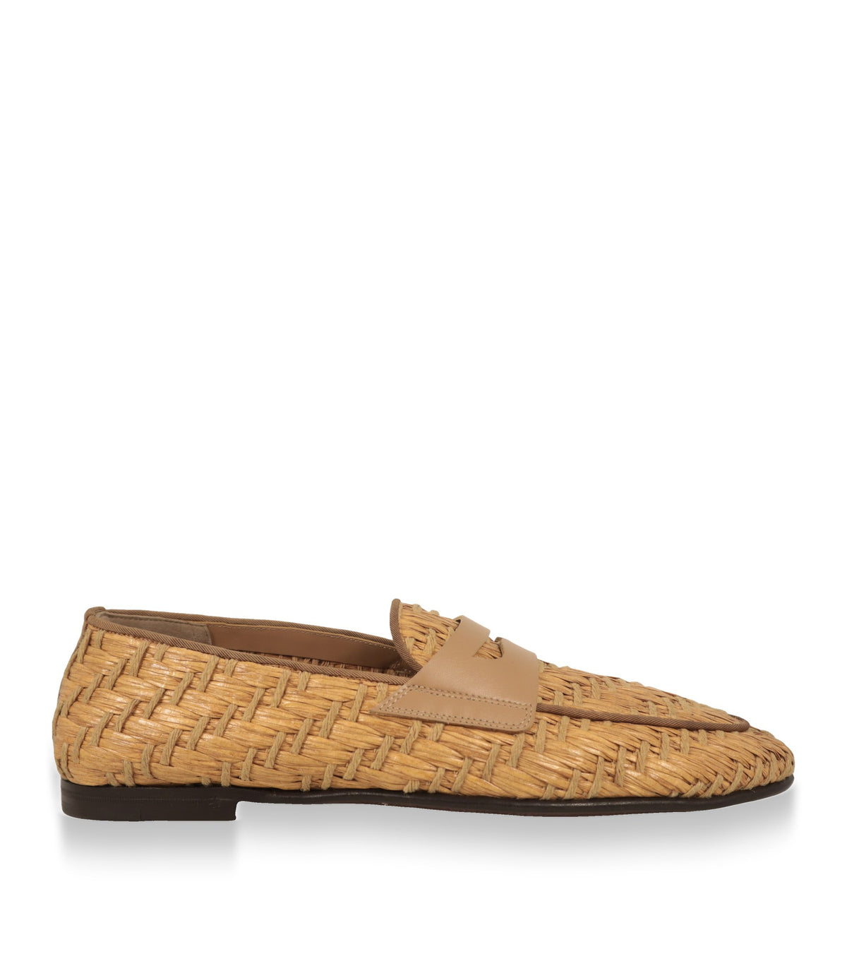 Dolce & Gabbana Mokassin in Beige aus Raffia-Geflecht, Seitenansicht