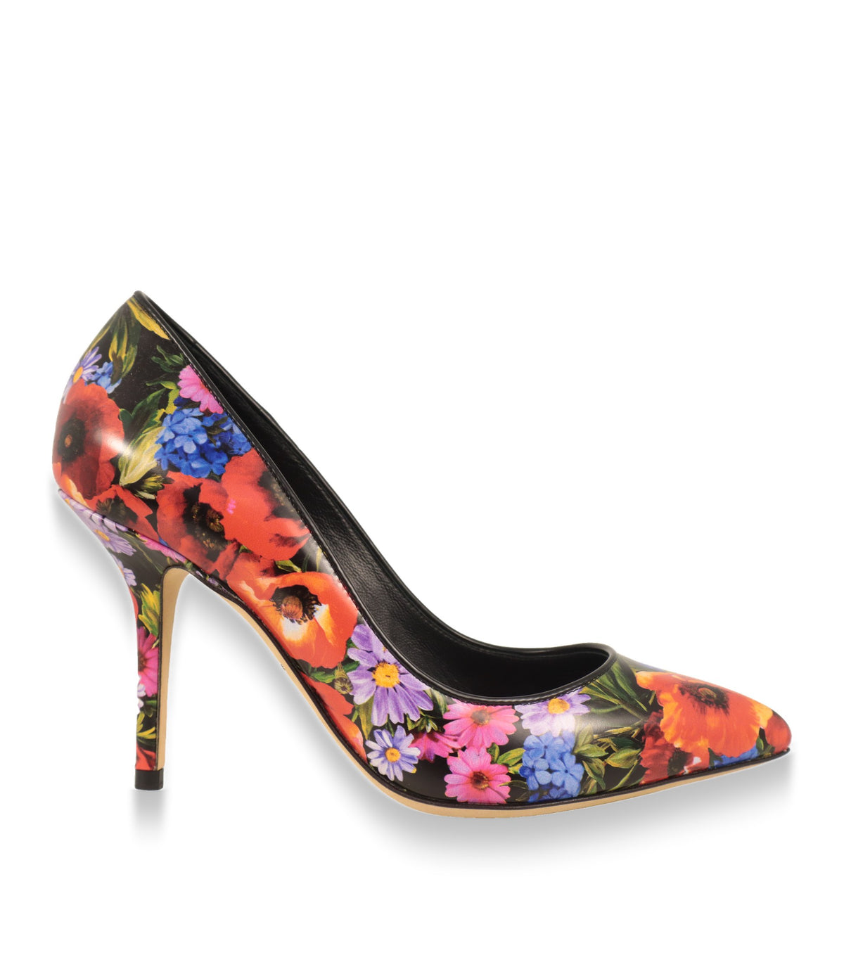 Dolce & Gabbana Pumps mit Blumenmuster aus Leder in der Seitenansicht