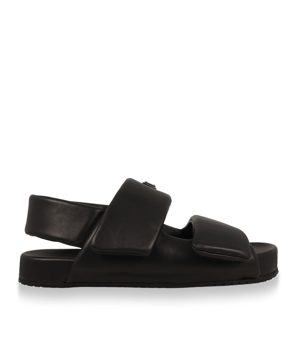 Dolce & Gabbana Sandalen in Schwarz aus Nappaleder, Seitenansicht mit gepolsterten Riemen