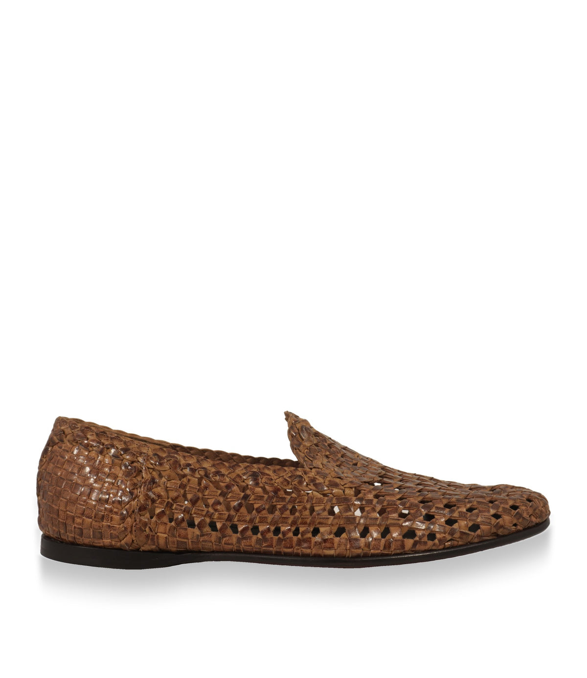 Dolce & Gabbana Loafer aus geflochtenem Leder in Braun, Seitenansicht