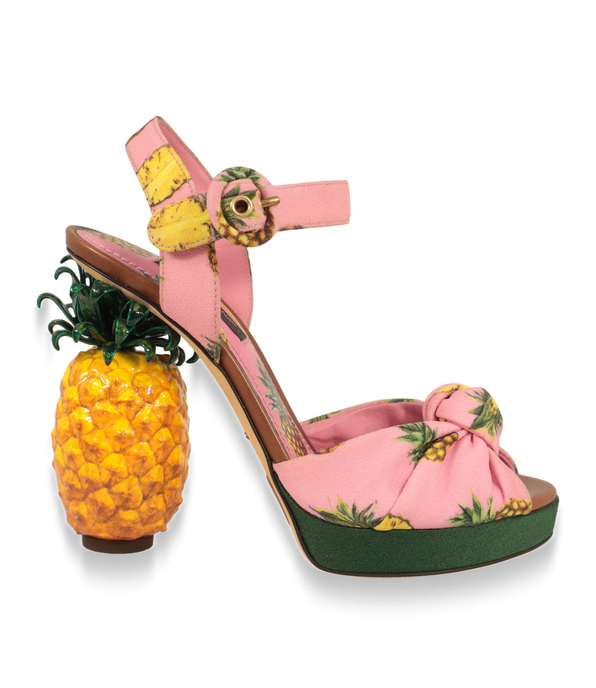 Dolce & Gabbana Plateau-Sandalen in Rosa mit Ananas-Absatz, Seitenansicht