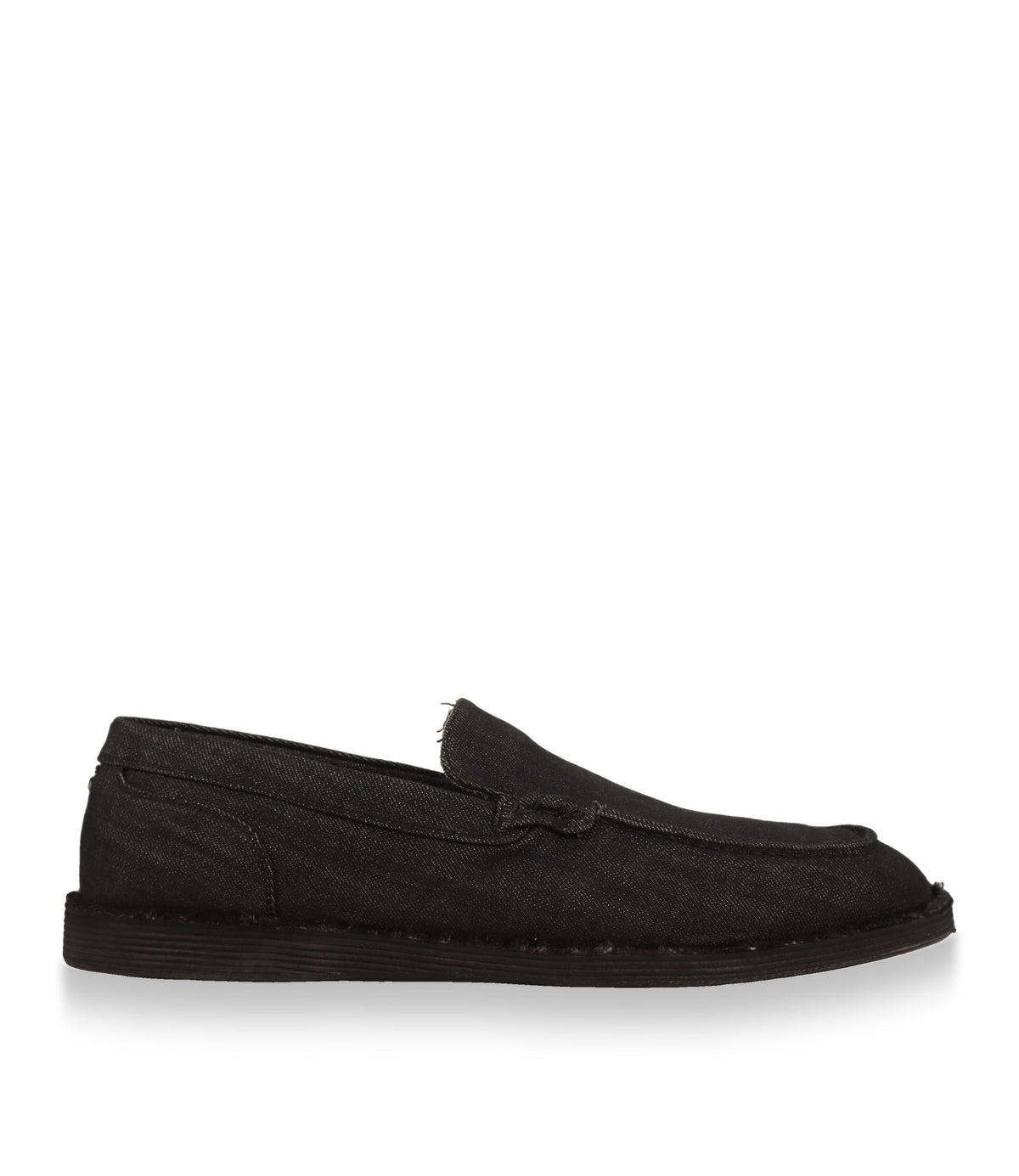 Dolce & Gabbana Loafer aus dunklem Denim in Schwarz, Seitenansicht, Größe 44