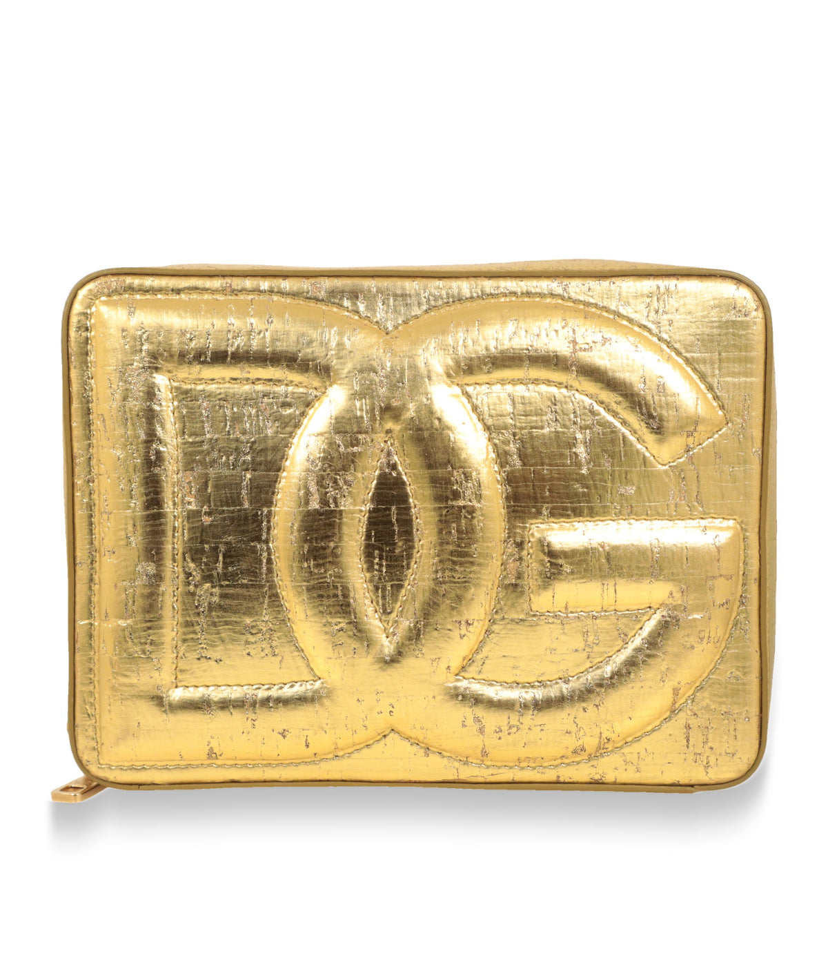 Dolce & Gabbana Umhängetasche Gold mit plastischem DG-Logo, Frontansicht