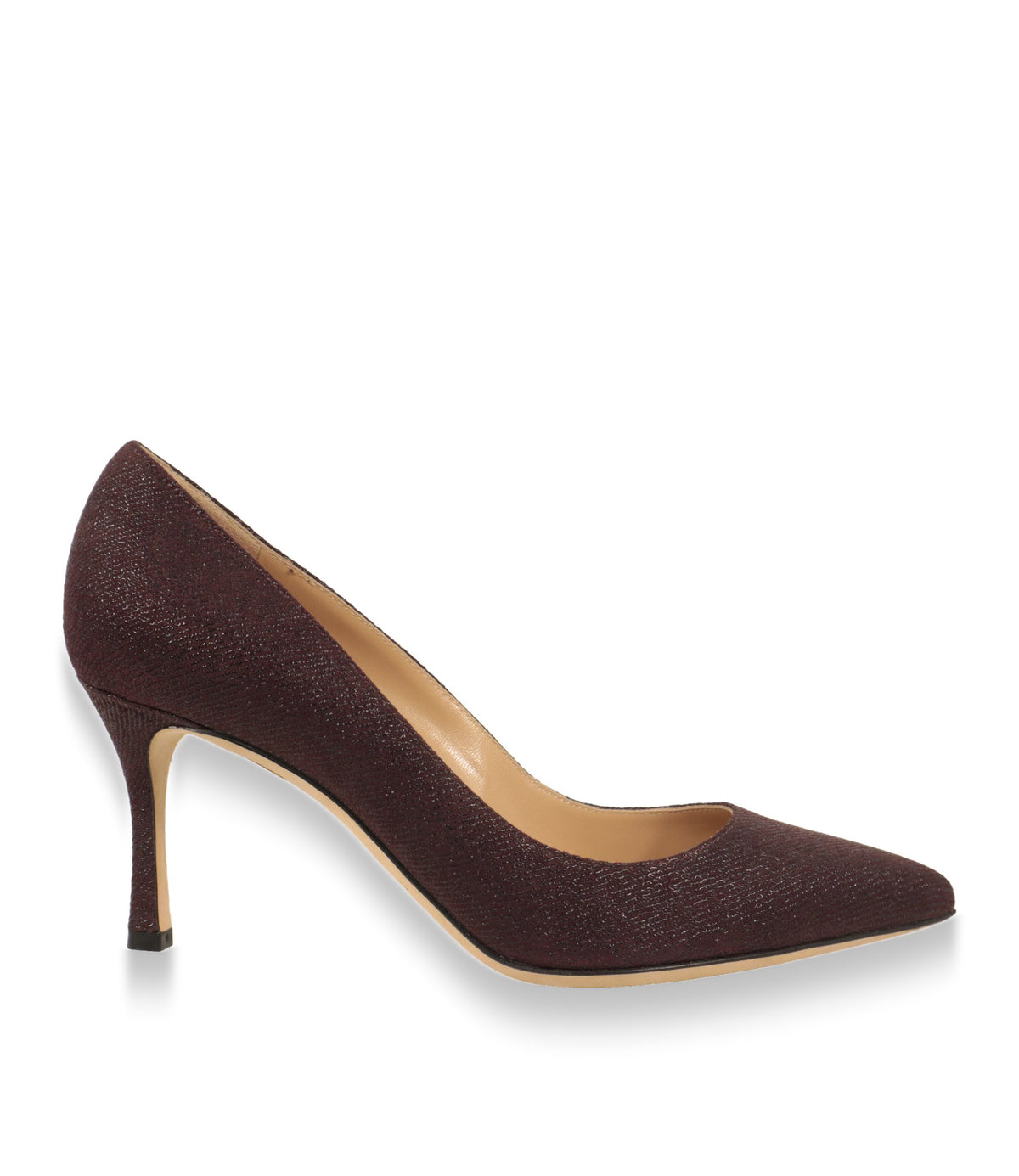 Sergio Rossi Pumps in Bordeaux mit Stiletto-Absatz in der Seitenansicht