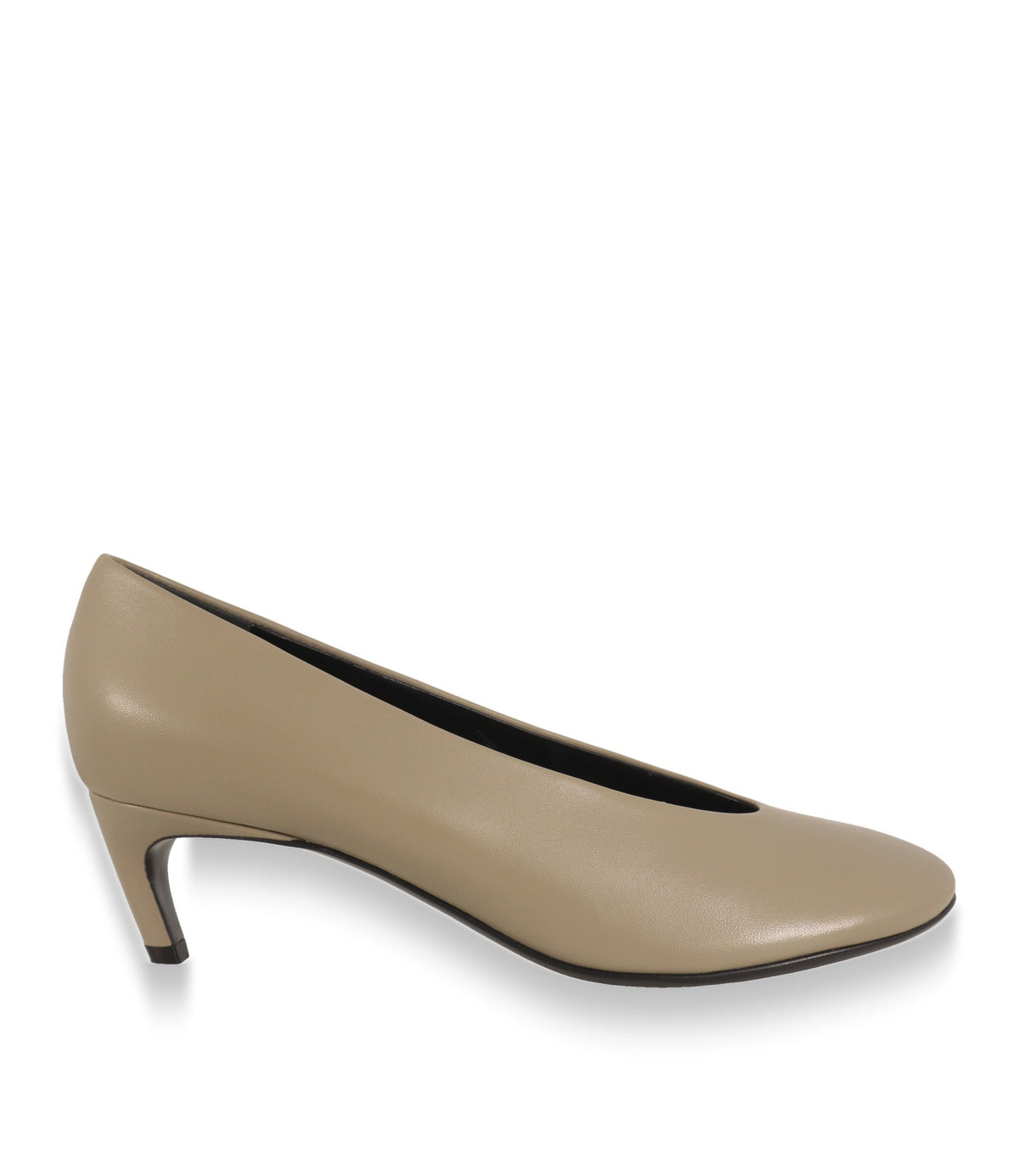 Sergio Rossi Pumps aus Nappaleder in Taupe, Seitenansicht mit konischem Absatz