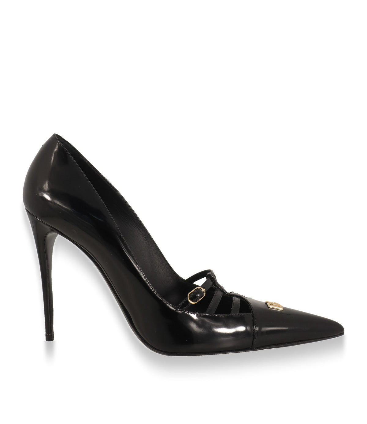 Dolce & Gabbana Mary Jane Schuhe schwarz Seitenansicht mit Stiletto-Absatz
