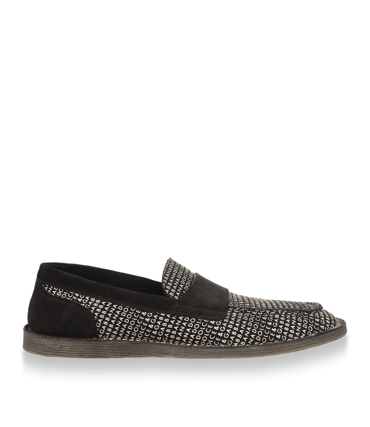 Dolce & Gabbana Loafer in Schwarz mit Logo-Print, Seitenansicht