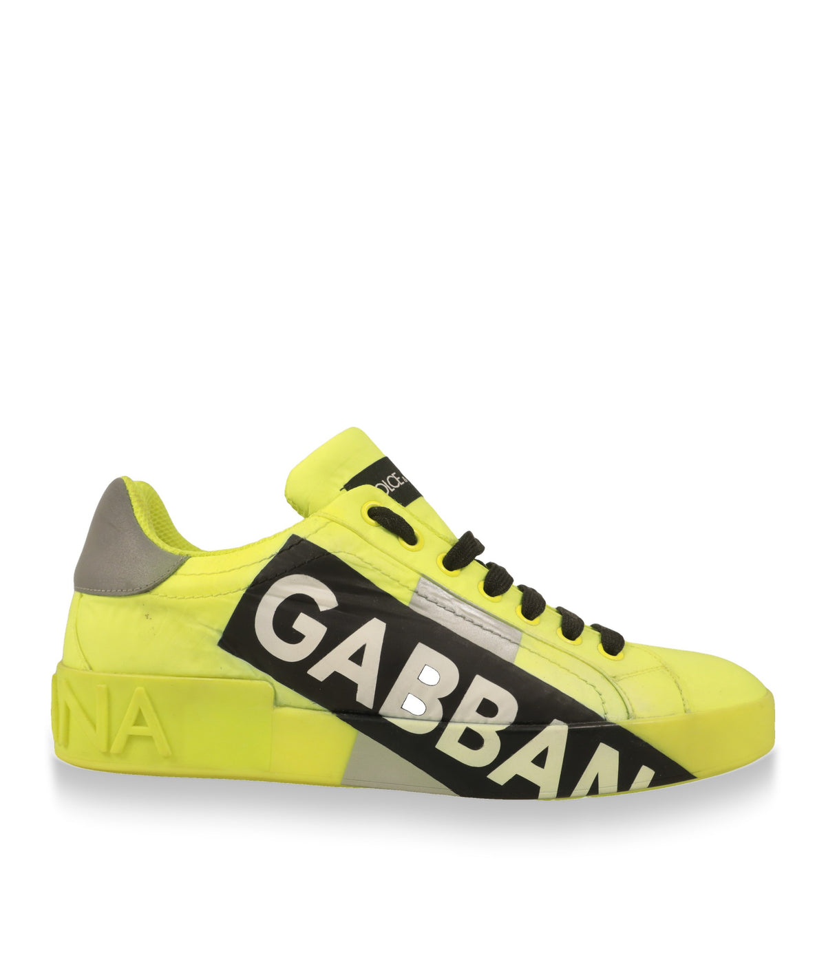 Dolce & Gabbana Sneaker in Neongelb Größe 39 – Seitenansicht mit Logo-Band