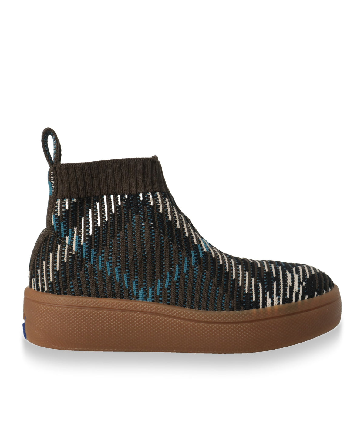 Burberry High-Top Sneaker Größe 29 in Khaki-Blau Strick, Seitenansicht