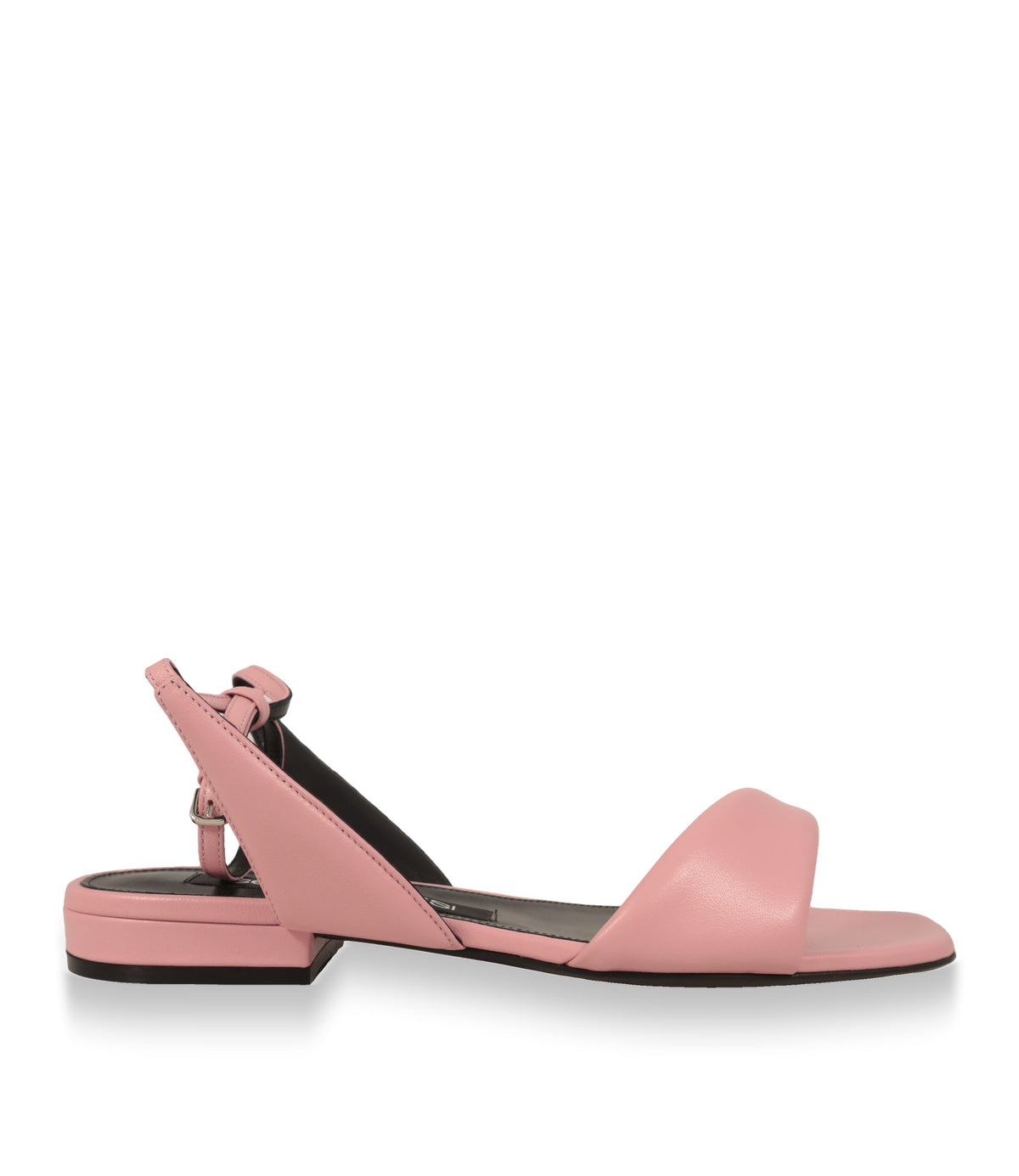 Sergio Rossi Sandalen aus rosa Nappaleder in der Seitenansicht mit flacher Sohle