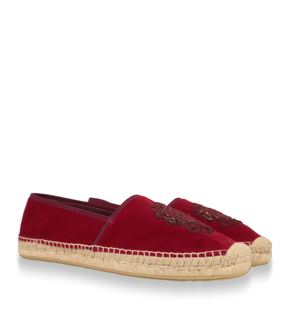 Dolce & Gabbana Espadrilles Herren, Schrägansicht des Paares mit besticktem DG-Wappen