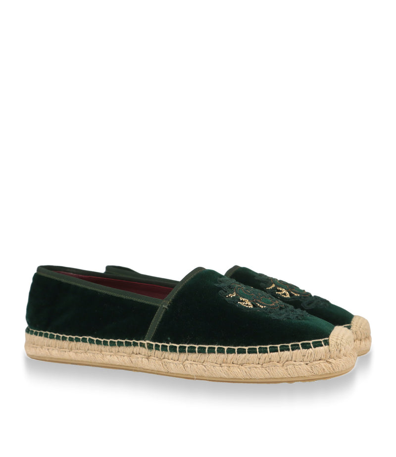 Dolce & Gabbana Espadrilles Herren in Grün, Schrägansicht mit besticktem DG-Wappen