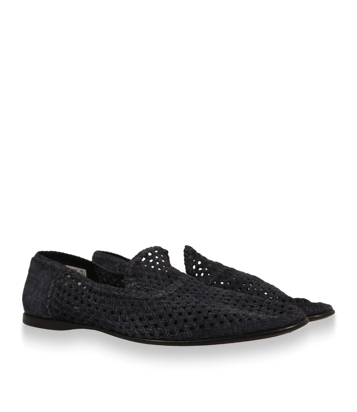 Dolce & Gabbana Herren Loafer in Blau, geflochtenes Wildleder, Schrägansicht des Paares