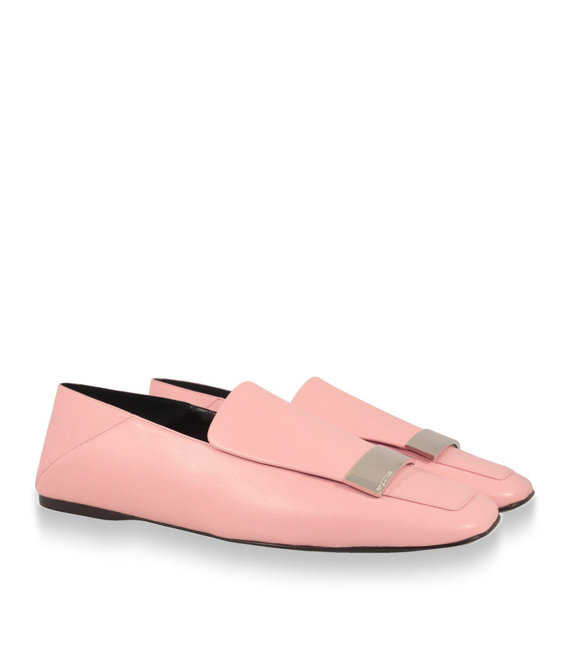 Sergio Rossi Loafer Paar in Rosé mit quadratischer Kappe und flacher Ledersohle