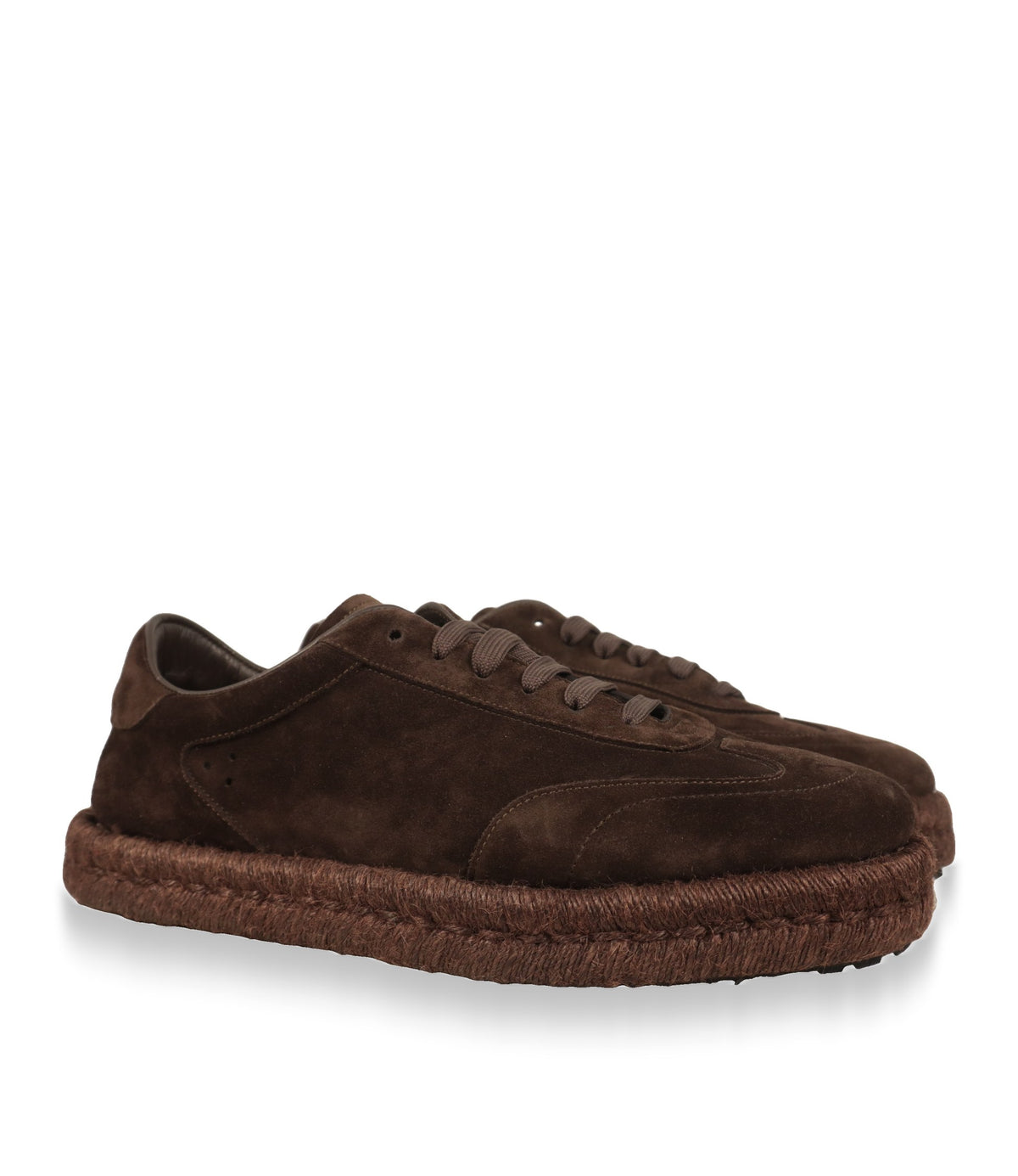 Braune Dolce & Gabbana Sneaker mit Espadrille-Sohle in der Schrägansicht