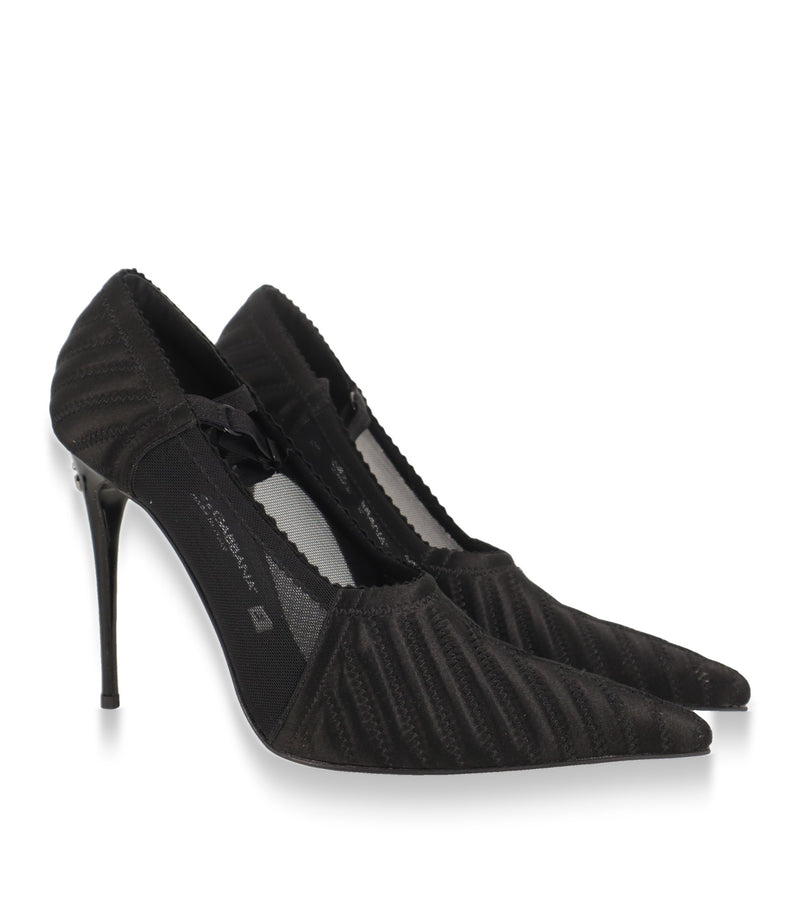 Dolce & Gabbana Pumps Paar in Schwarz mit Mesh-Einsätzen und spitzer Schuhspitze