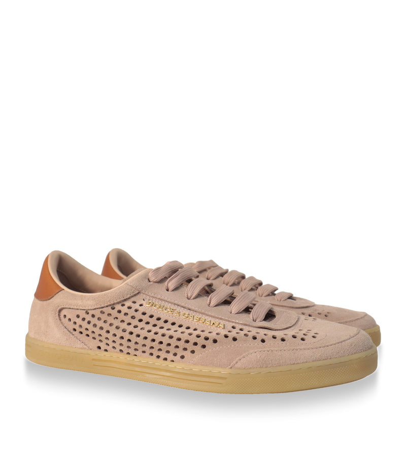 Dolce & Gabbana Sneaker Damen in Rosé, Dreiviertelansicht mit Perforation und Gummisohle