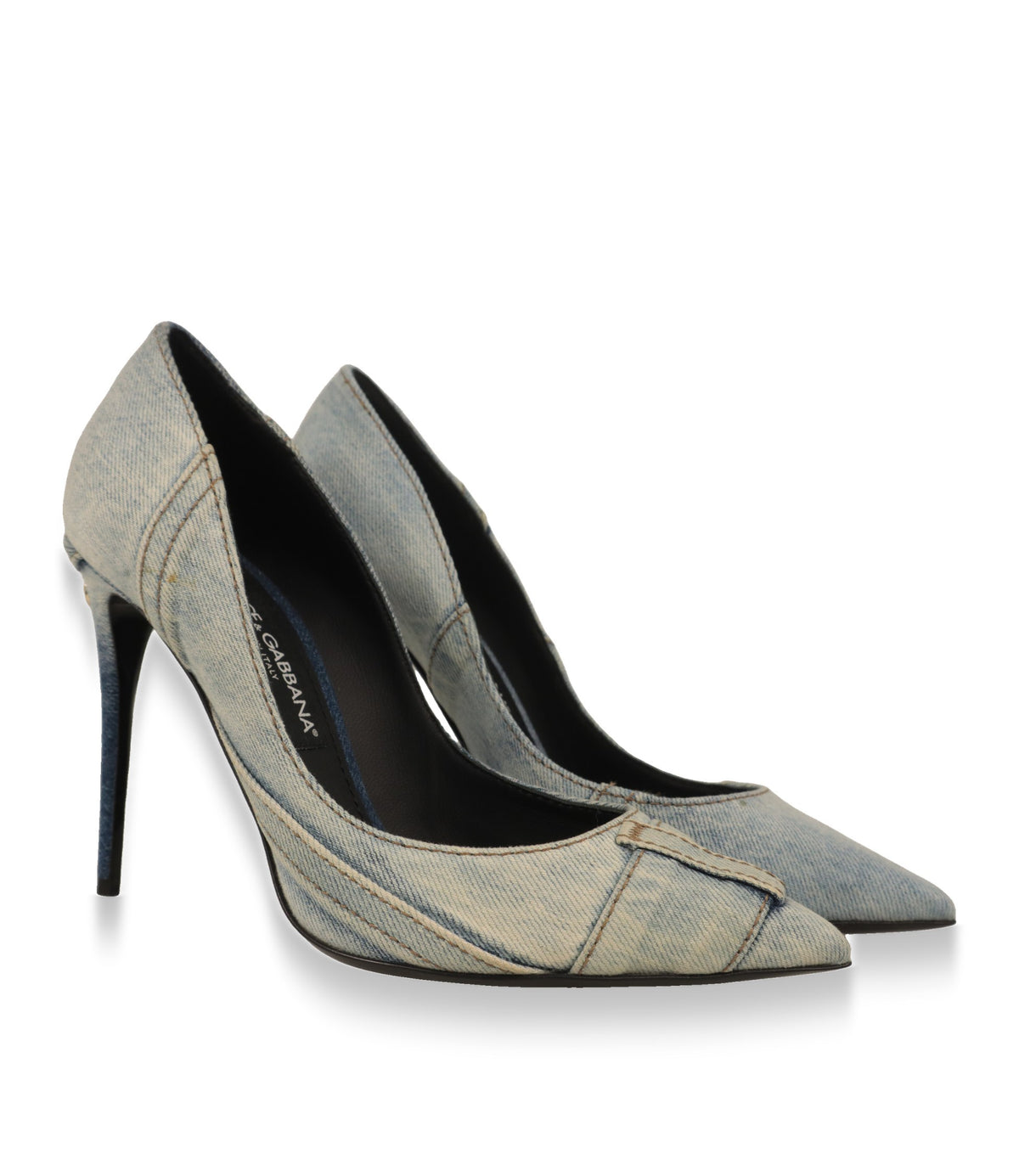 Dolce & Gabbana Denim Pumps als Paar mit spitzer Kappe und Ziernähten