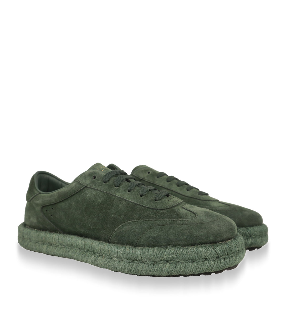Grüne Dolce & Gabbana Herren-Sneaker aus Wildleder, Dreiviertelansicht des Paares