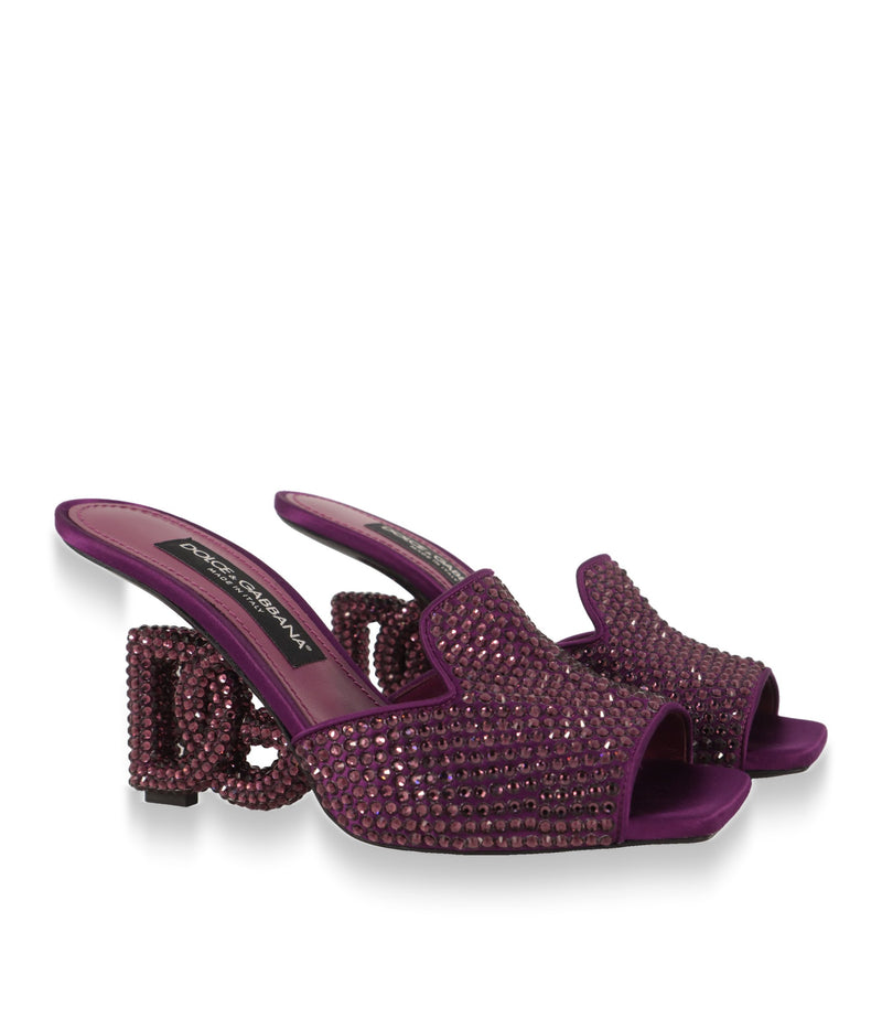 Dolce & Gabbana Damenschuhe Mules Lila, Paaransicht mit Strassbesatz