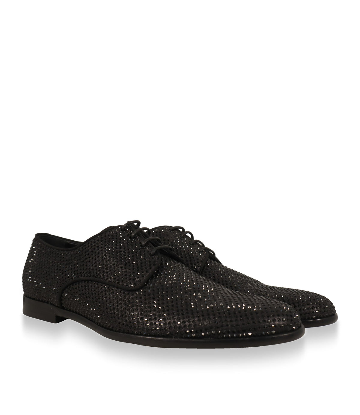Dolce & Gabbana Derby Schuhe aus Wildleder mit Strass, Paar in Schrägansicht