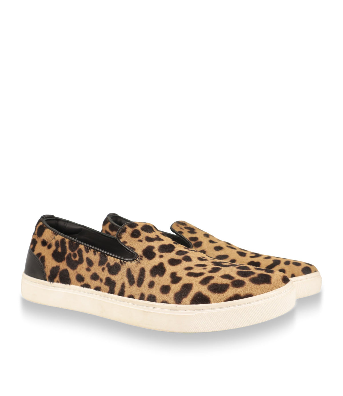 Dolce & Gabbana Slip-On Sneaker Herren Leopard Kalbsfell Paar in Schrägansicht
