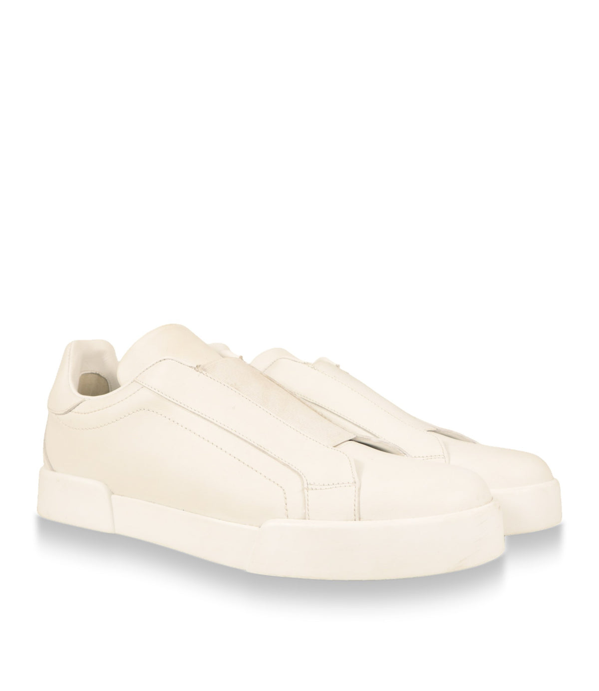 Weiße Dolce & Gabbana Sneaker Damen, Paar in Schrägansicht