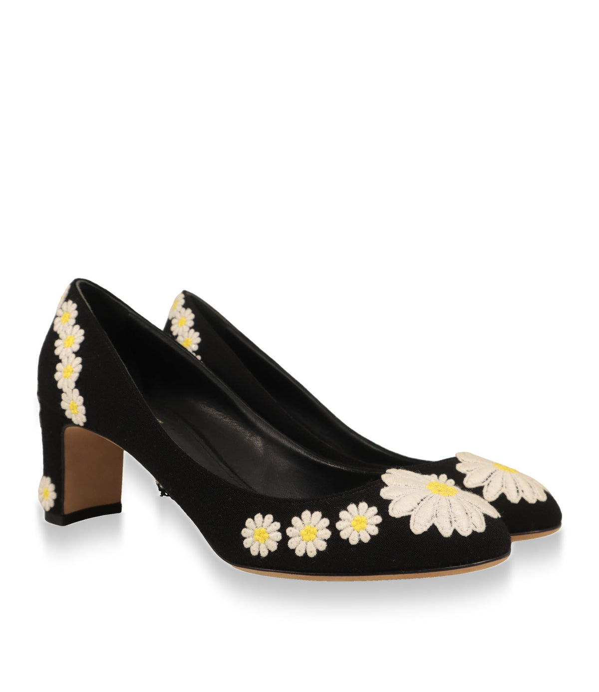 Dolce & Gabbana Damenschuhe Paar in Schwarz mit Blütenapplikationen, Dreiviertelansicht