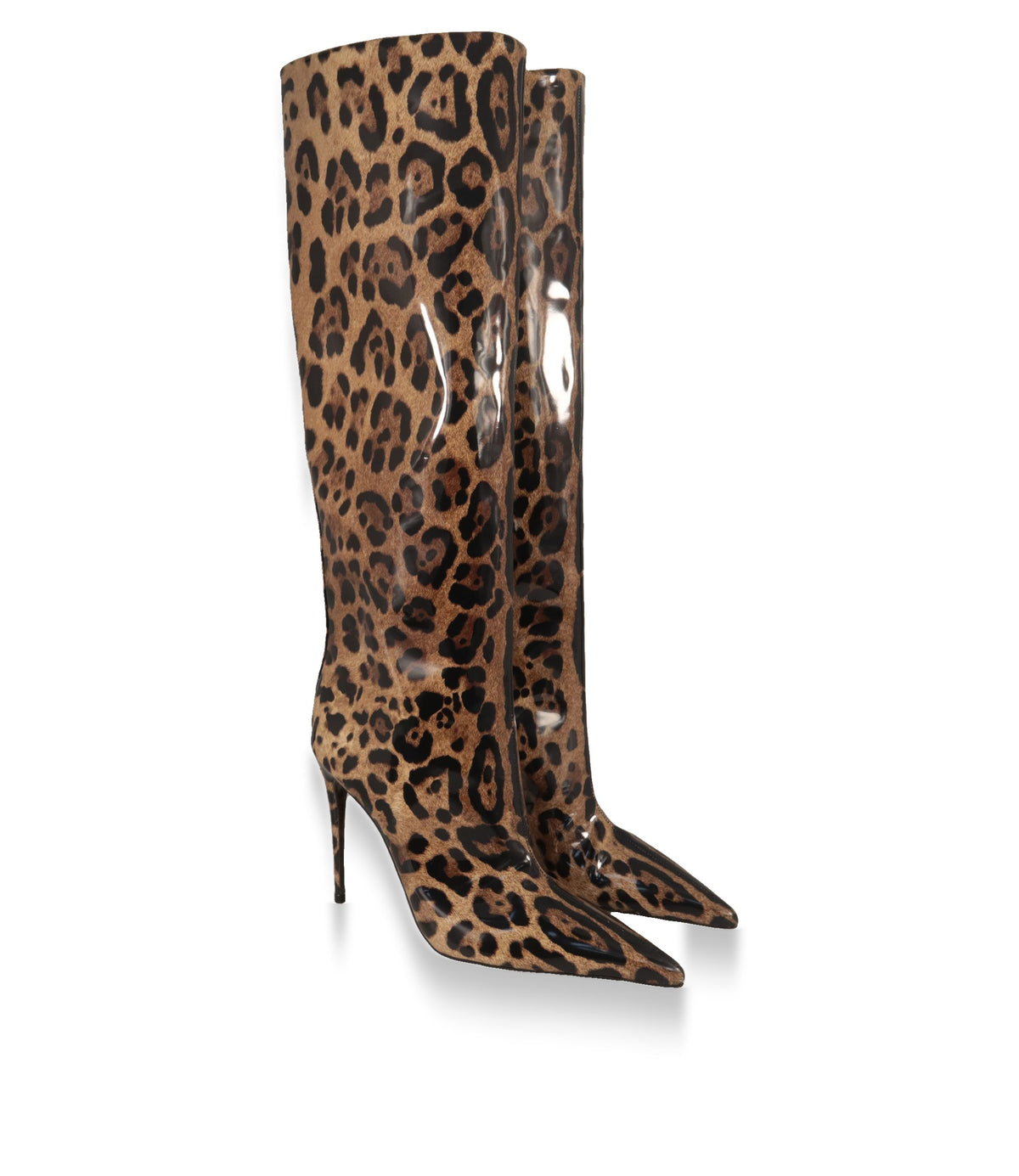 Dolce & Gabbana Damenstiefel im Leo-Print mit spitzer Zehenform und Stiletto-Absatz