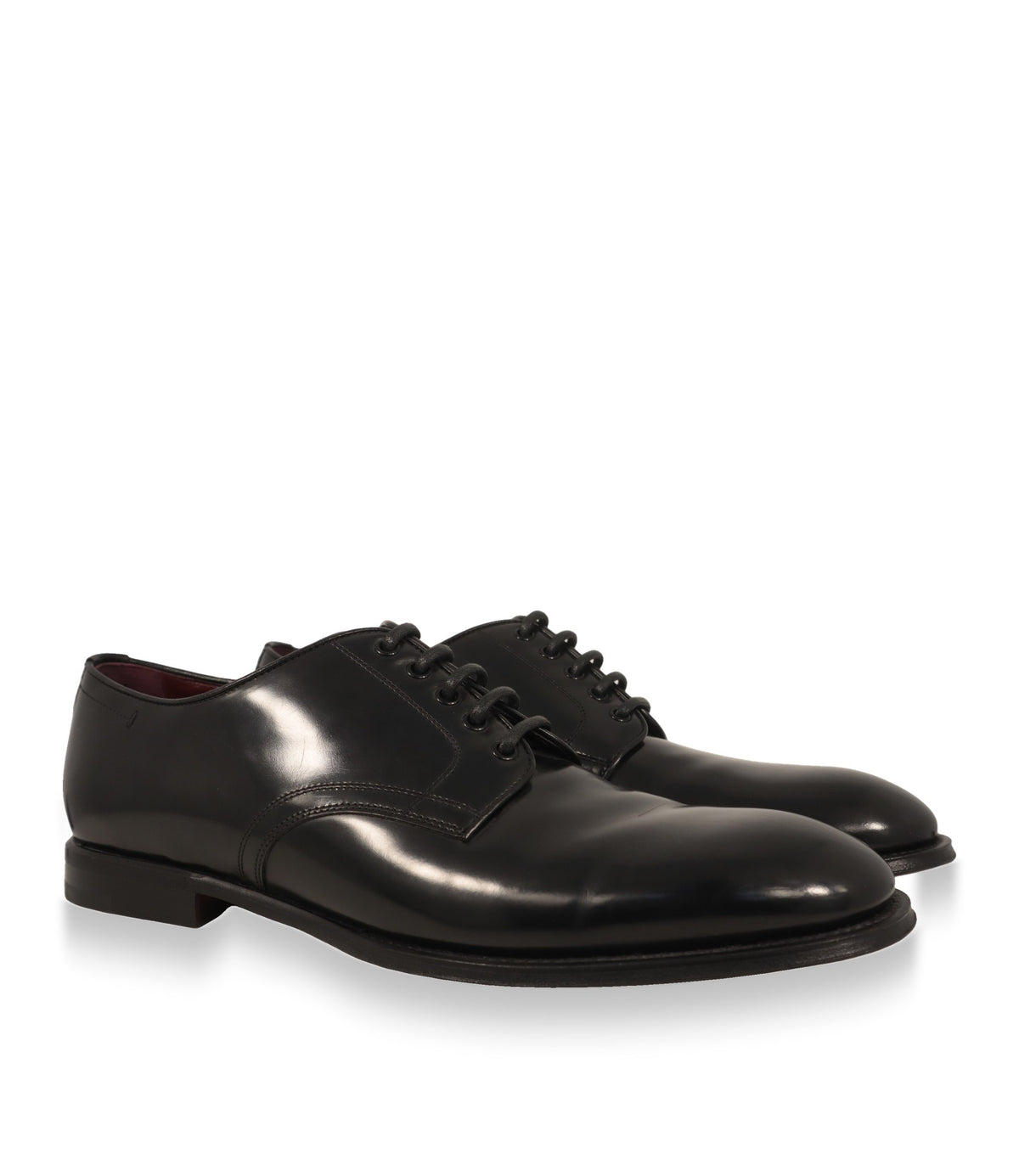 Schwarze Dolce & Gabbana Derby Schuhe Größe 43, Paar in Schrägansicht