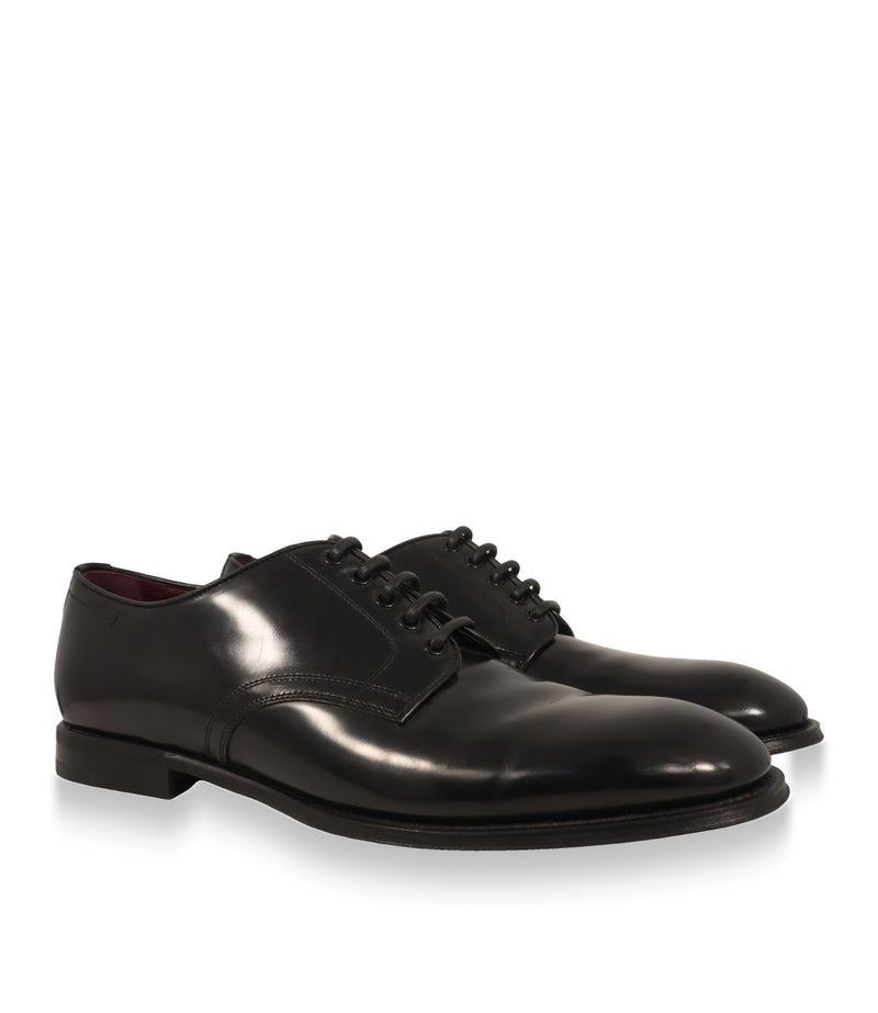 Schwarze Dolce & Gabbana Derby Schuhe Größe 43, Paar in Schrägansicht