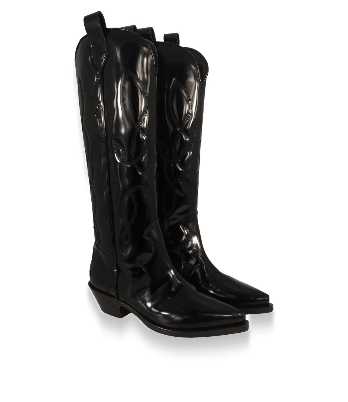 Schwarze Dolce & Gabbana Western-Stiefel als Paar mit Ton-in-Ton-Stickerei