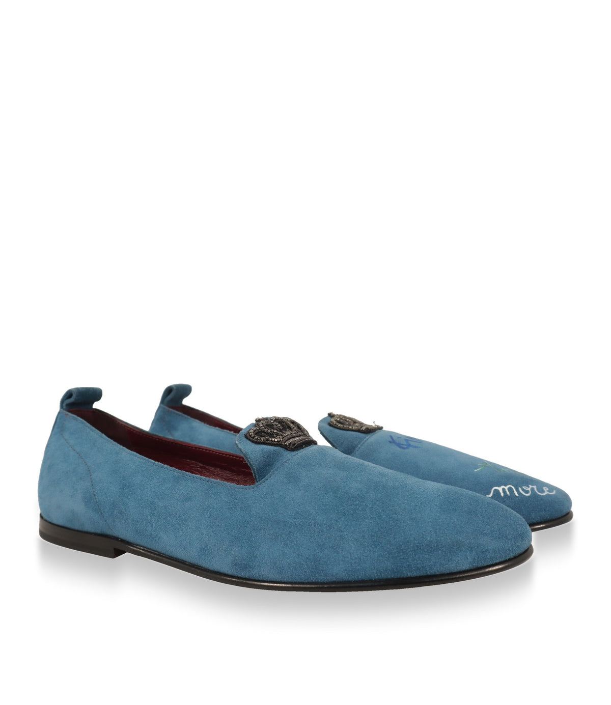 Dolce & Gabbana Herren Slipper Paar mit Kronen-Stickerei und Schriftzügen