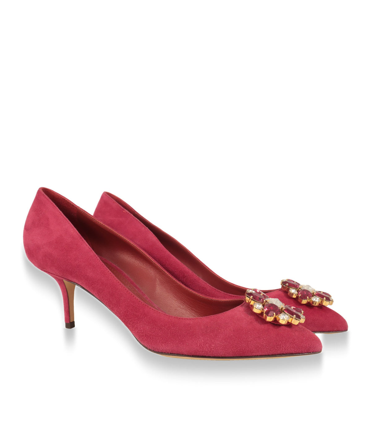 Dolce & Gabbana Pumps Paar mit Kristallbrosche in Pink und Gold
