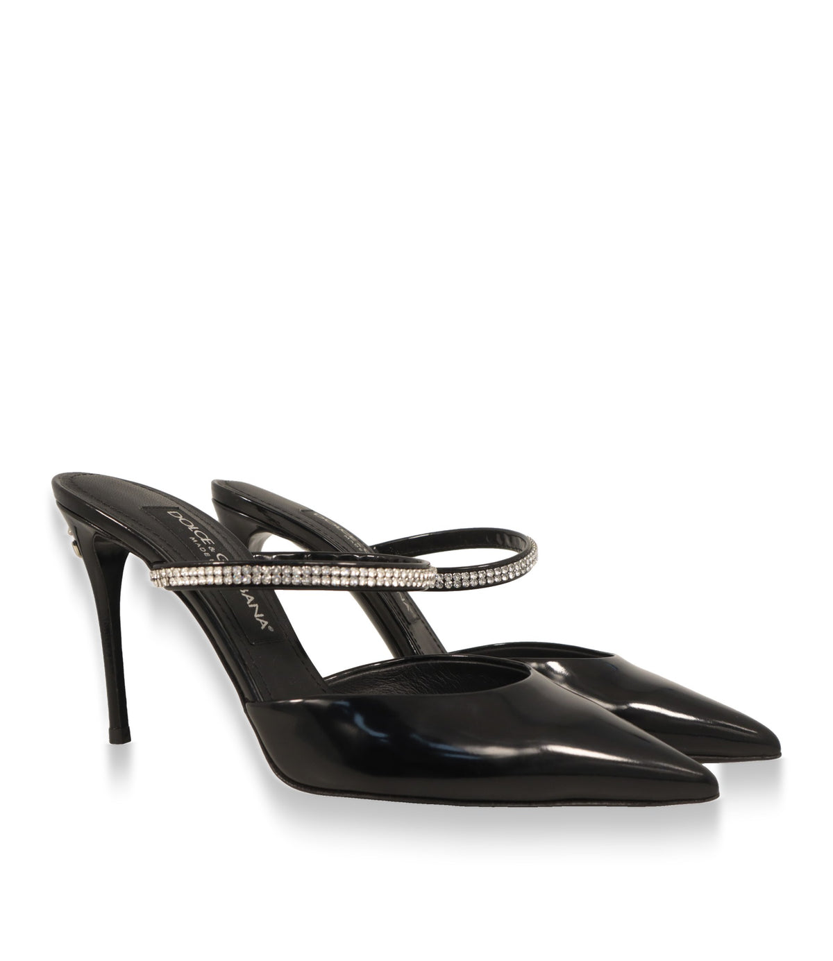 Dolce & Gabbana Mules Damen Paaransicht mit Stiletto-Absatz und Kristallband