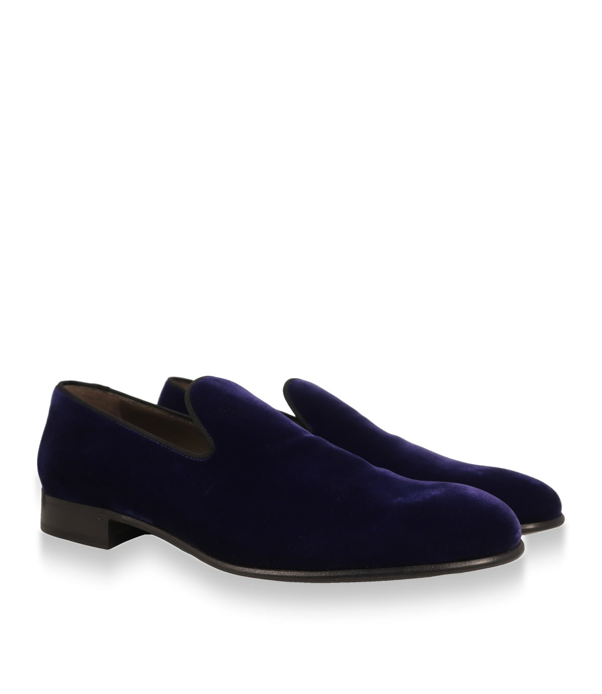 Dolce & Gabbana Herren Slipper Samt blau-violett, Paar in Schrägansicht