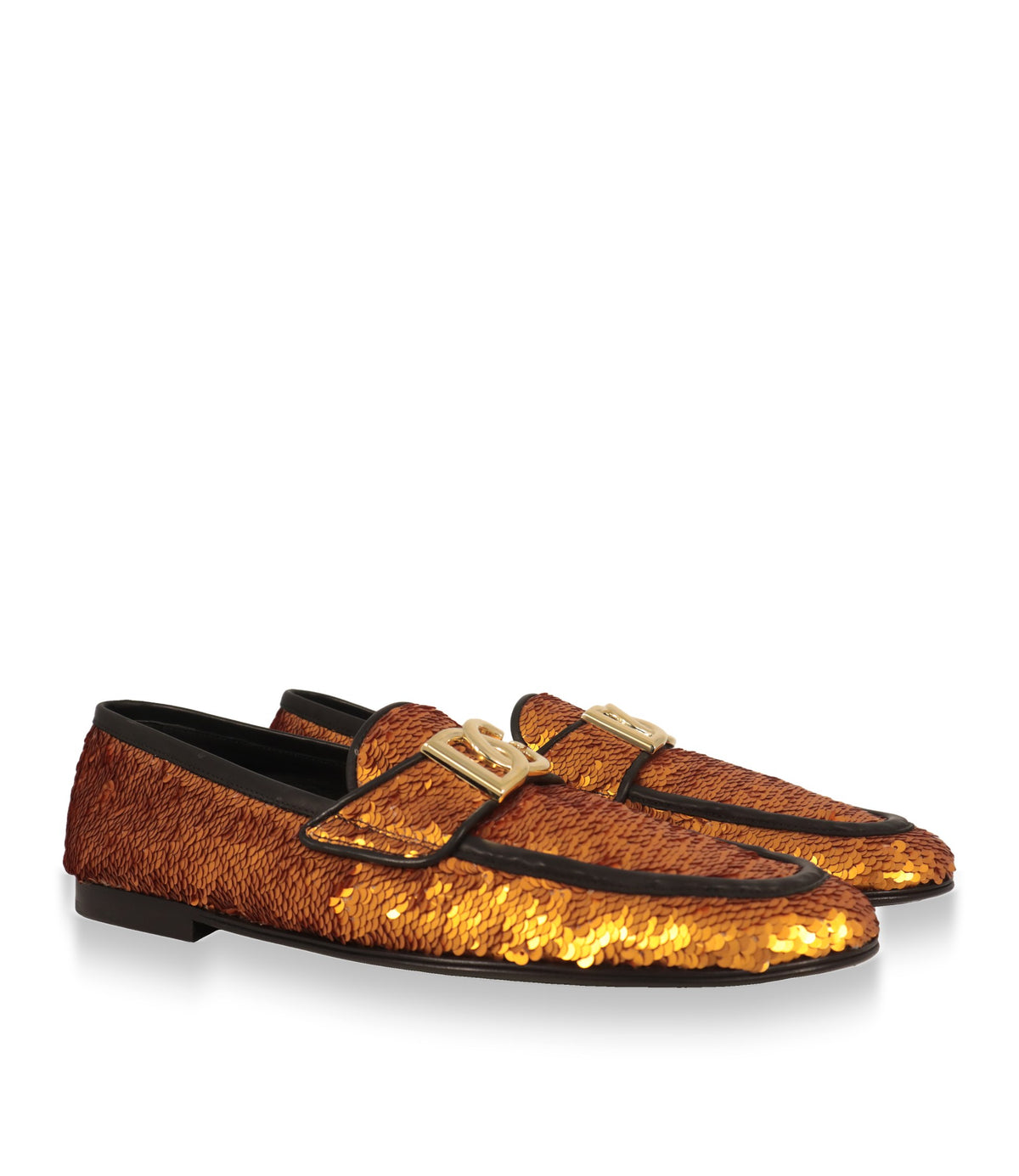 Dolce & Gabbana Herren Loafer mit Pailletten und goldenem DG-Logo, Schrägansicht