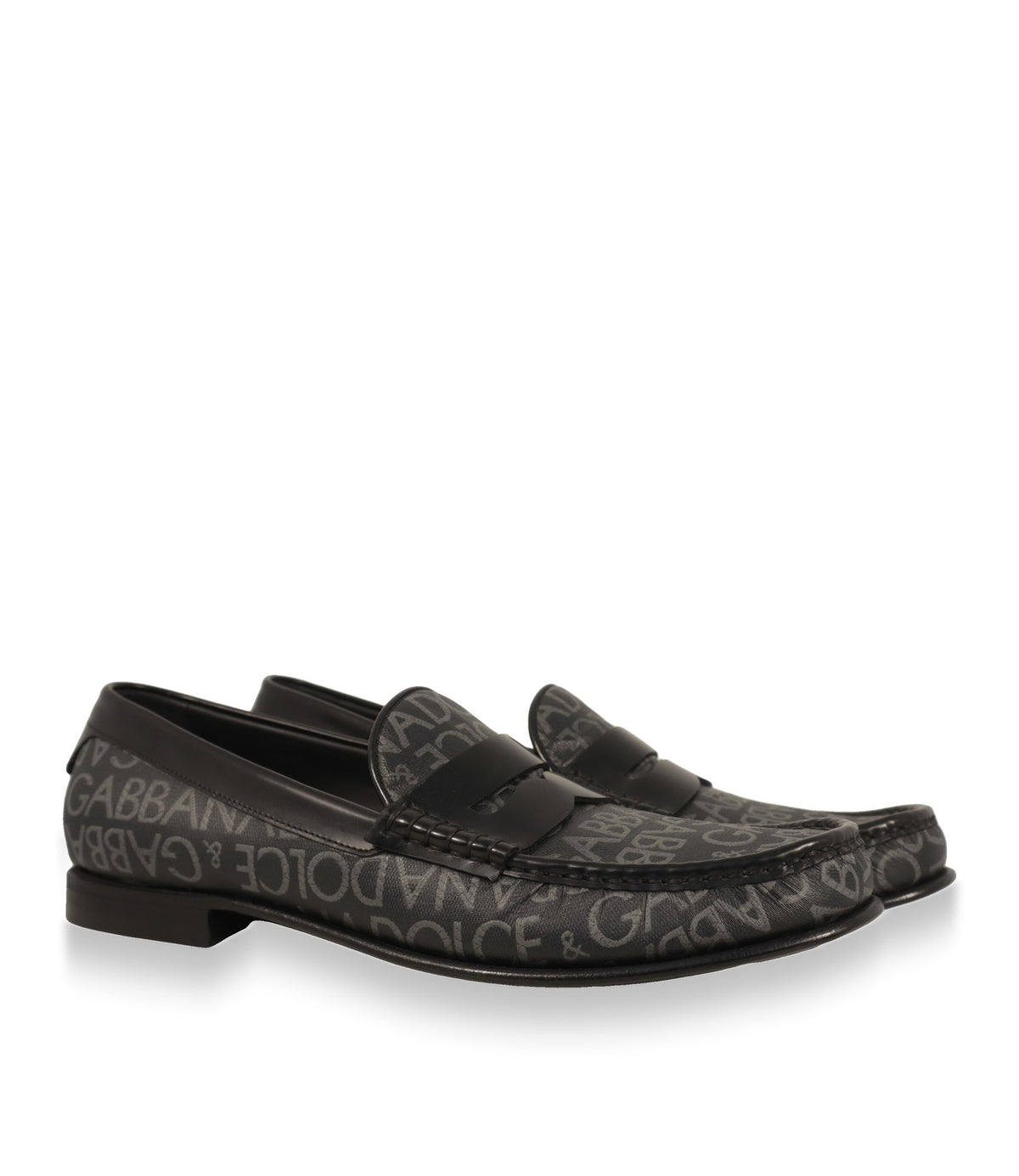 Dolce & Gabbana Herren Loafer Paar in Schwarz-Grau, Dreiviertelansicht