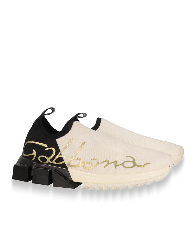 Dolce & Gabbana Sneaker Damen Größe 39 aus Strickgewebe, Dreiviertelansicht des Paares
