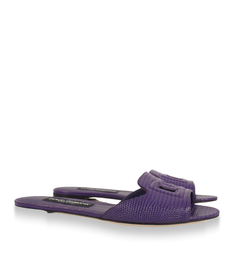 Lila Dolce & Gabbana Damenschuhe, flache Pantoletten im Paar schräg von vorn